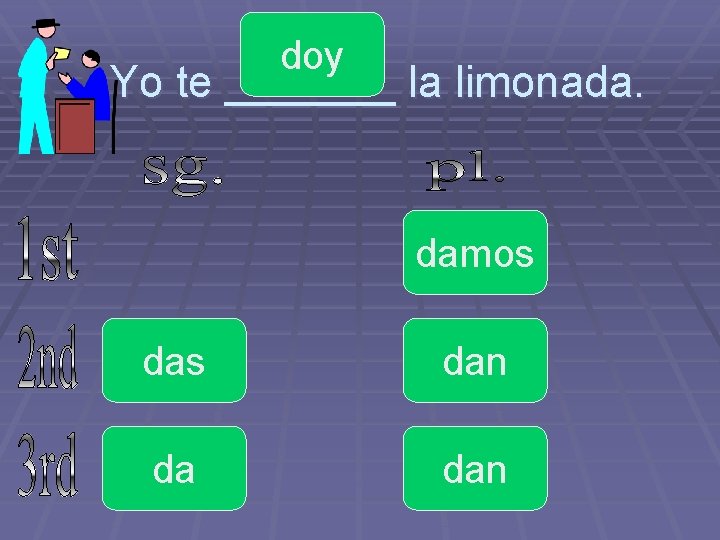 doy Yo te _______ la limonada. damos dan da dan 