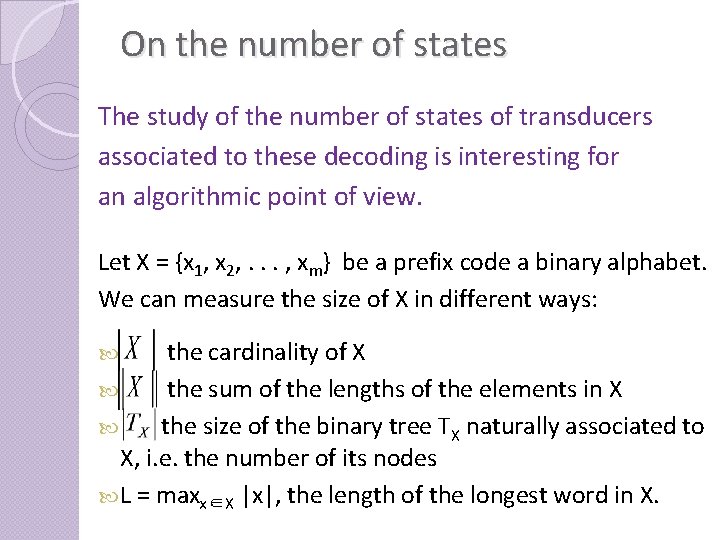 On the number of states The study of the number of states of transducers