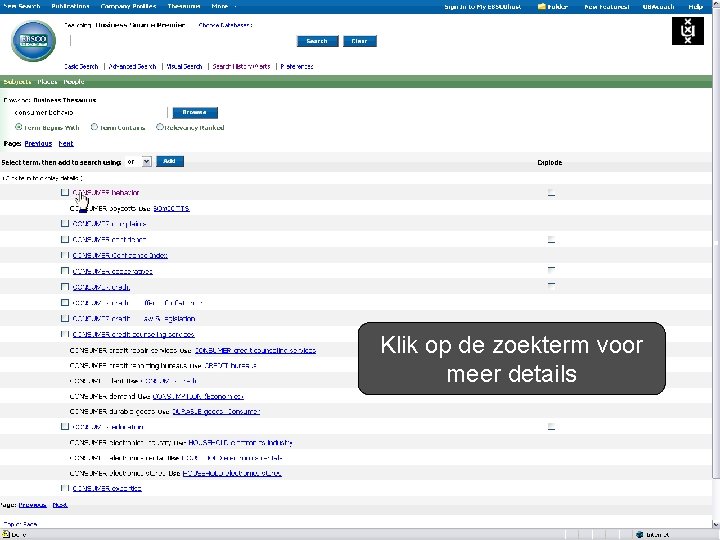 Klik op de zoekterm voor meer details 