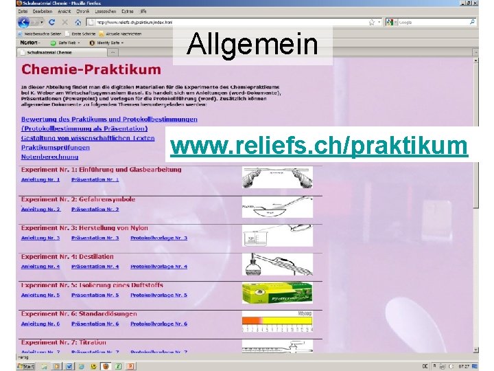 Allgemein www. reliefs. ch/praktikum 