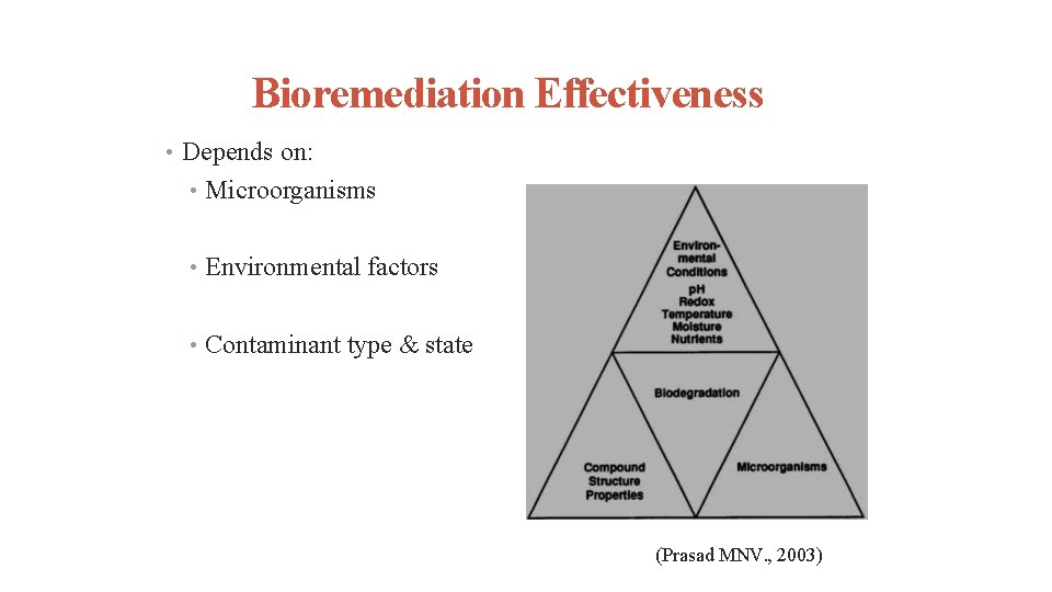 15 6/23/2014 Bioremediation Effectiveness • Depends on: • Microorganisms • Environmental factors • Contaminant