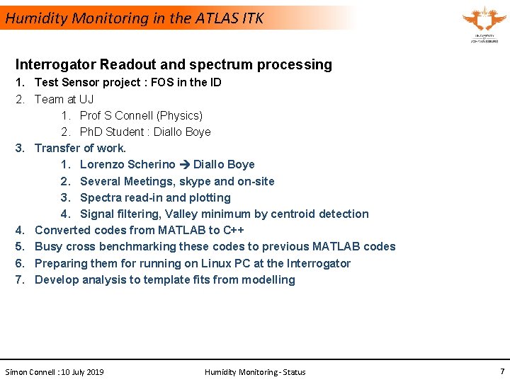 Humidity Monitoring in the ATLAS ITK Interrogator Readout and spectrum processing 1. Test Sensor
