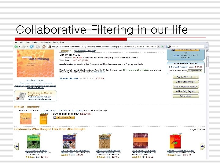 Collaborative Filtering in our life 