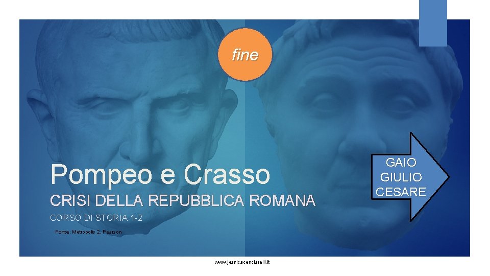 fine Pompeo e Crasso CRISI DELLA REPUBBLICA ROMANA CORSO DI STORIA 1 -2 Fonte: