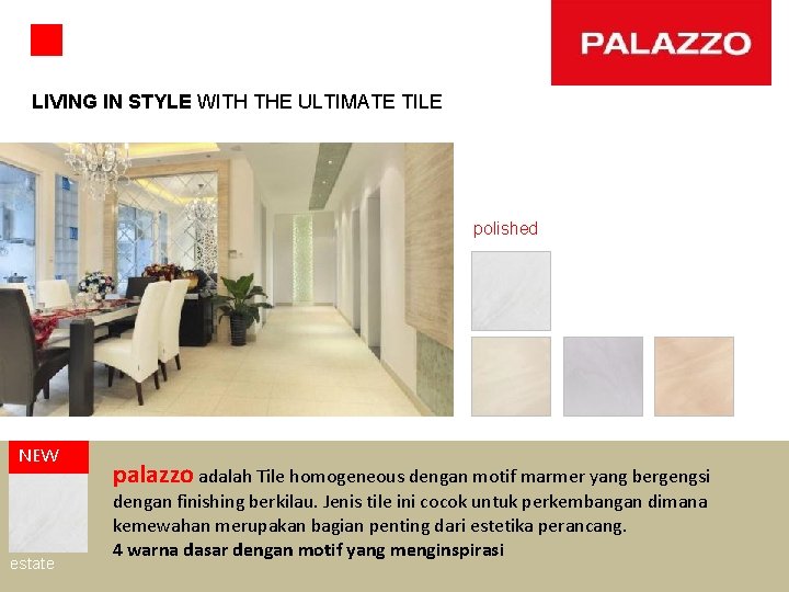 LIVING IN STYLE WITH THE ULTIMATE TILE polished NEW estate palazzo adalah Tile homogeneous