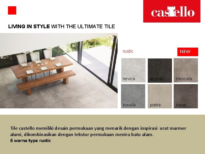 LIVING IN STYLE WITH THE ULTIMATE TILE rustic NEW nevica argento moscata novula pietra