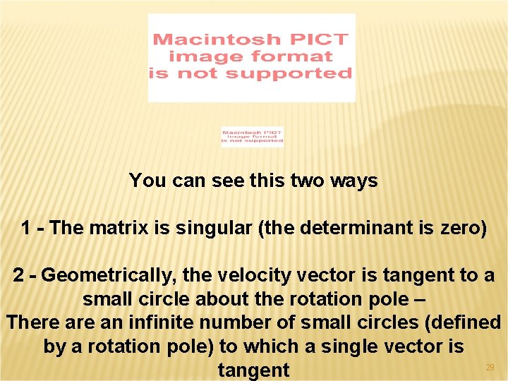 You can see this two ways 1 - The matrix is singular (the determinant