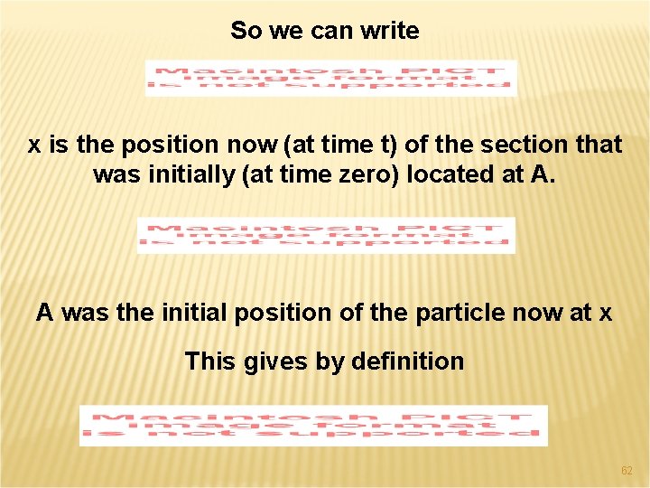 So we can write x is the position now (at time t) of the