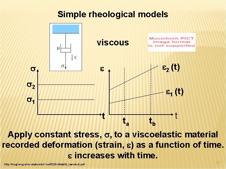 Simple rheological models viscous s e 2 (t) e s 2 e 1 (t)