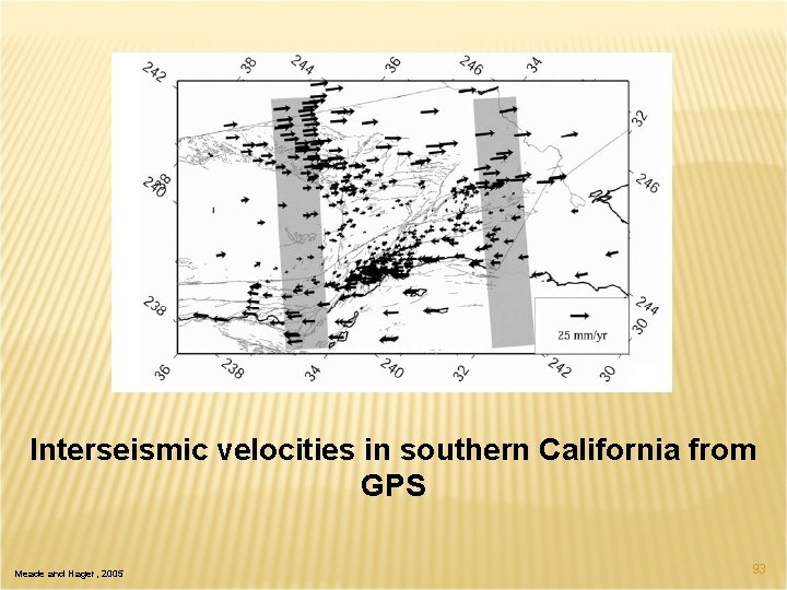 Interseismic velocities in southern California from GPS Meade and Hager, 2005 93 