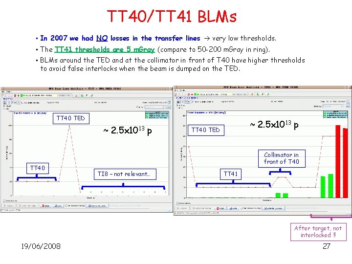 TT 40/TT 41 BLMs • In 2007 we had NO losses in the transfer