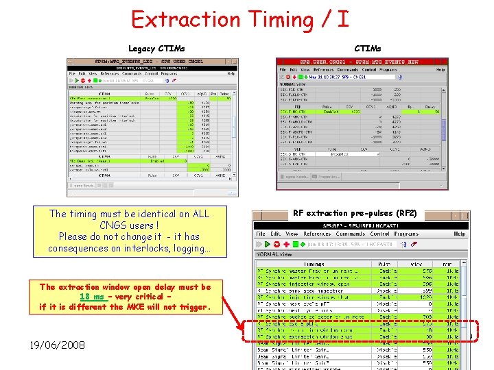 Extraction Timing / I Legacy CTIMs The timing must be identical on ALL CNGS