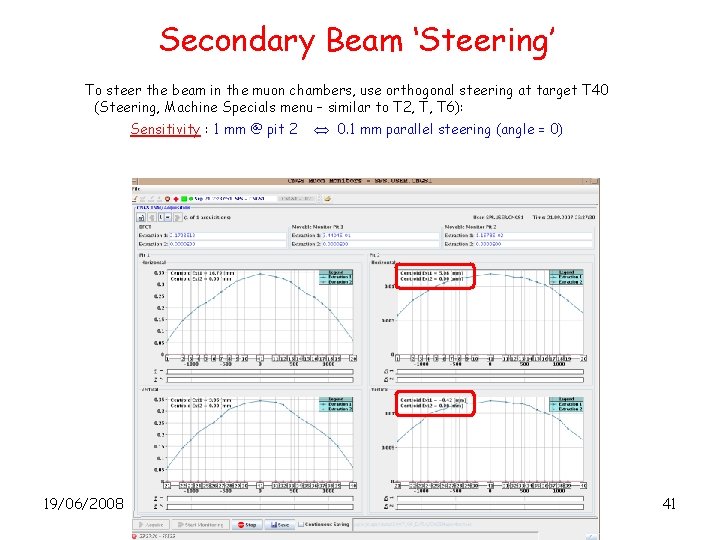 Secondary Beam ‘Steering’ To steer the beam in the muon chambers, use orthogonal steering