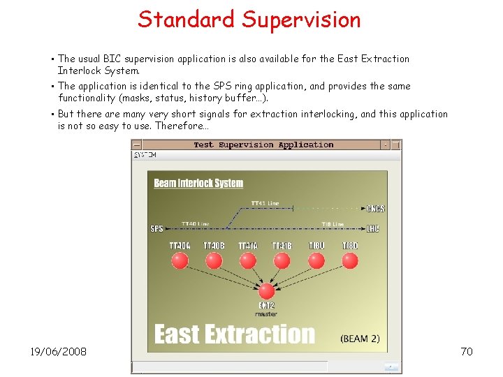 Standard Supervision • The usual BIC supervision application is also available for the East
