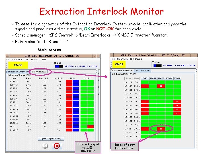 Extraction Interlock Monitor • To ease the diagnostics of the Extraction Interlock System, special