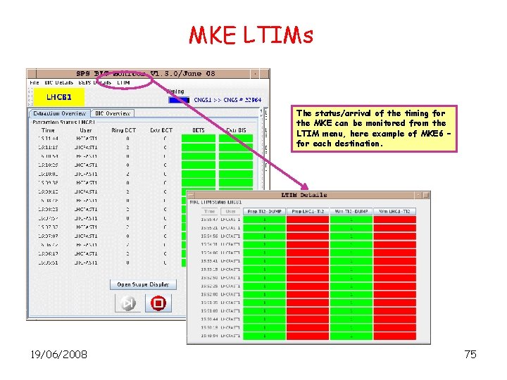 MKE LTIMs The status/arrival of the timing for the MKE can be monitored from