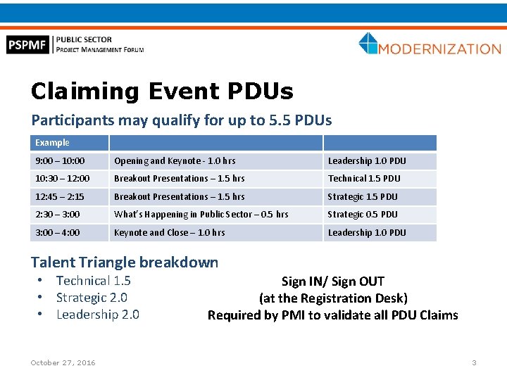 Claiming Event PDUs Participants may qualify for up to 5. 5 PDUs Example 9: