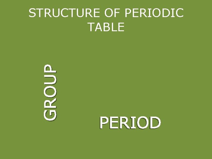 GROUP STRUCTURE OF PERIODIC TABLE PERIOD 