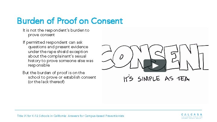 Burden of Proof on Consent It is not the respondent’s burden to prove consent