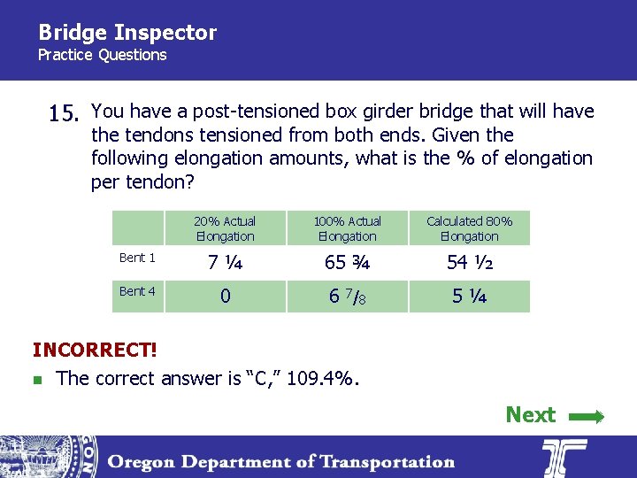 Bridge Inspector Practice Questions 15. You have a post-tensioned box girder bridge that will