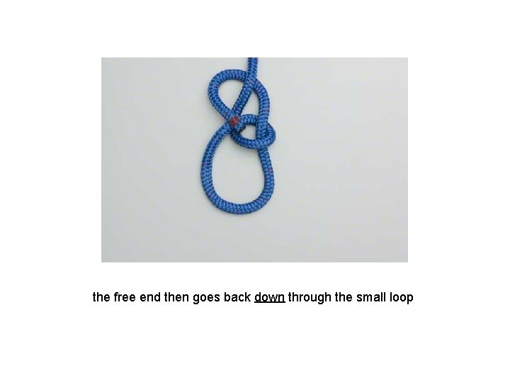 the free end then goes back down through the small loop 