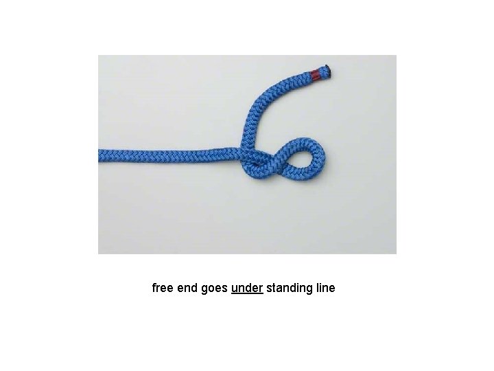 free end goes under standing line 