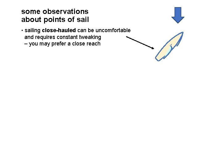 some observations about points of sail • sailing close-hauled can be uncomfortable and requires