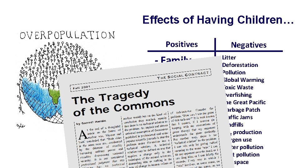 Effects of Having Children… Positives - Family - Love - Fun Negatives - Litter