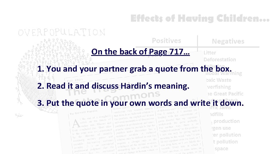 On the back of Page 717… 1. You and your partner grab a quote