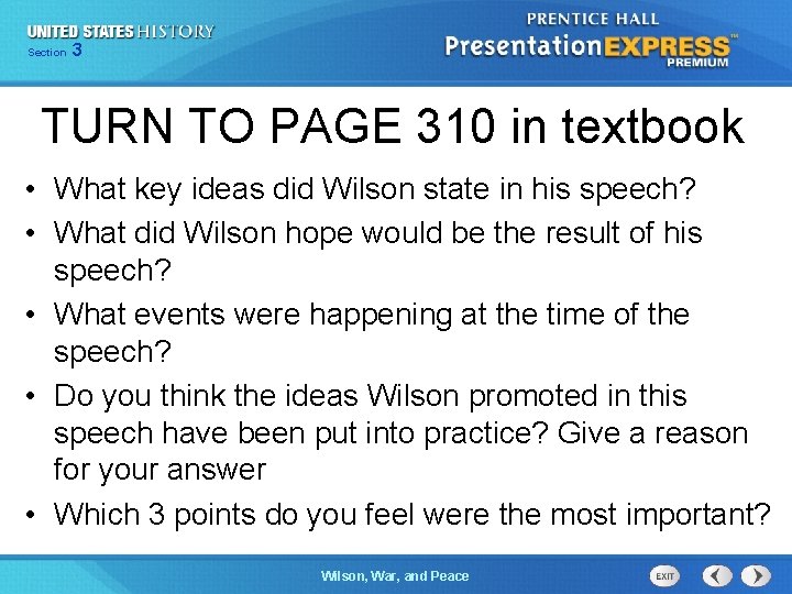 325 Section Chapter Section 1 TURN TO PAGE 310 in textbook • What key