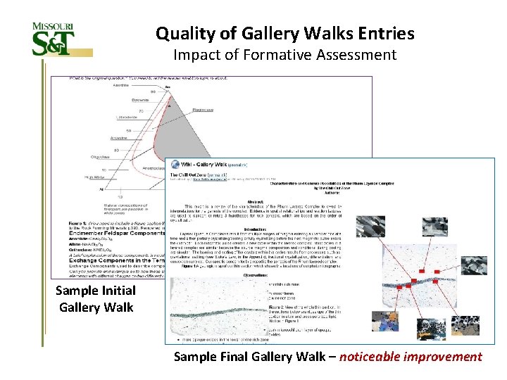 Quality of Gallery Walks Entries Impact of Formative Assessment Sample Initial Gallery Walk Sample