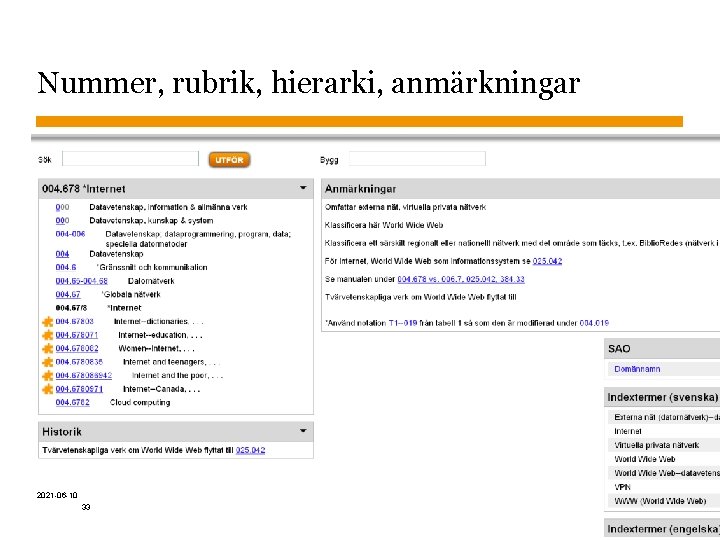 Nummer, rubrik, hierarki, anmärkningar 2021 -06 -10 Sidnummer 33 