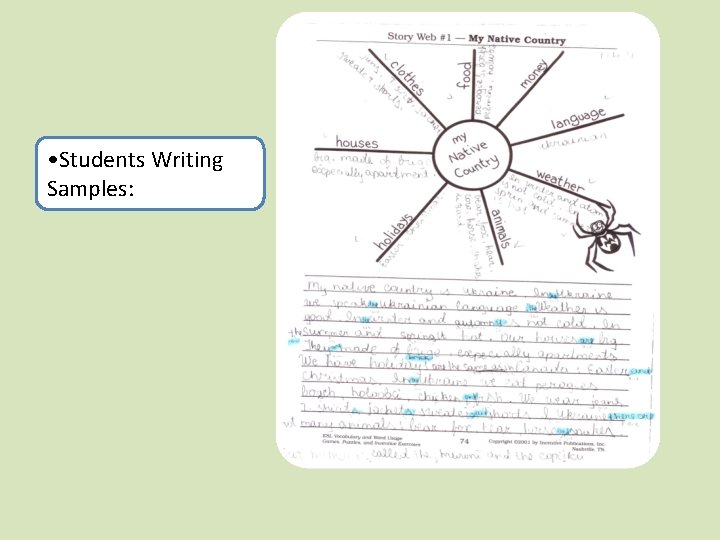  • Students Writing Samples: 