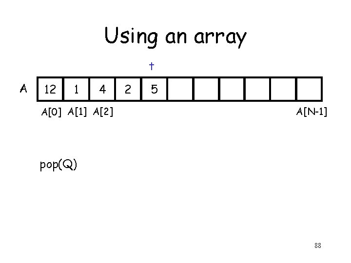 Using an array t A 12 1 4 A[0] A[1] A[2] 2 5 A[N-1]