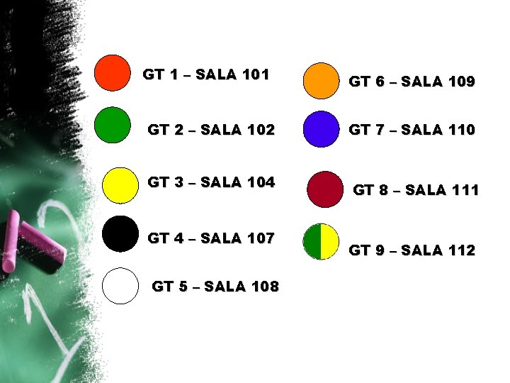 GT 1 – SALA 101 GT 2 – SALA 102 GT 3 – SALA