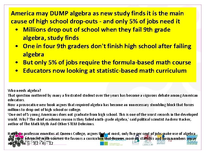 America may DUMP algebra as new study finds it is the main cause of