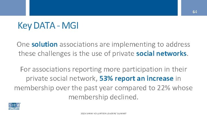 64 Key DATA - MGI One solution associations are implementing to address these challenges