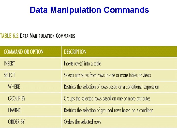 Data Manipulation Commands 