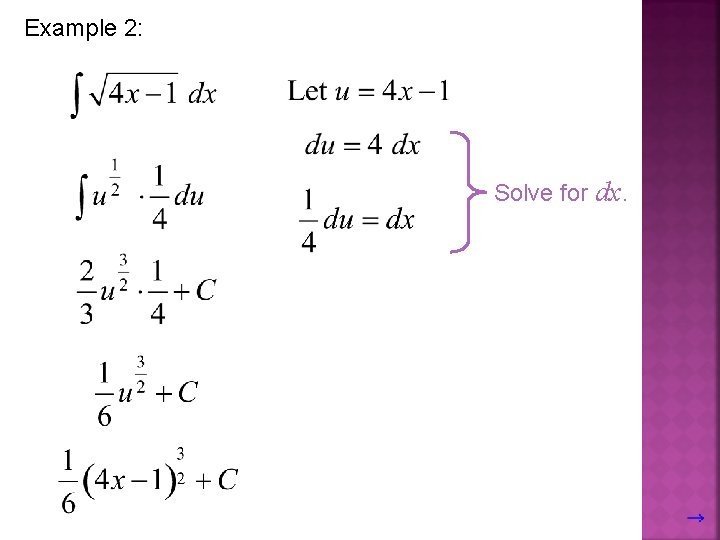 Example 2: Solve for dx. 