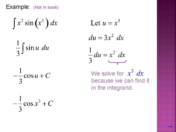 Example: (Not in book) We solve for because we can find it in the