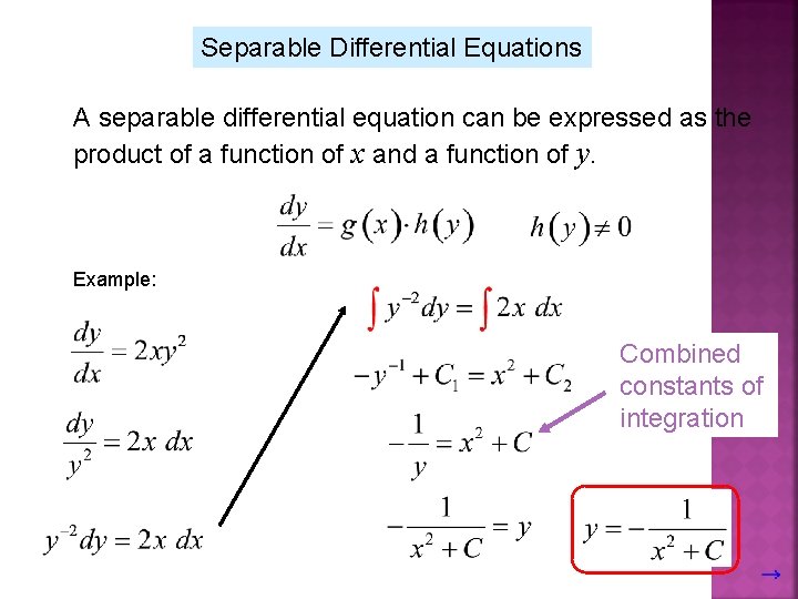 Separable Differential Equations A separable differential equation can be expressed as the product of