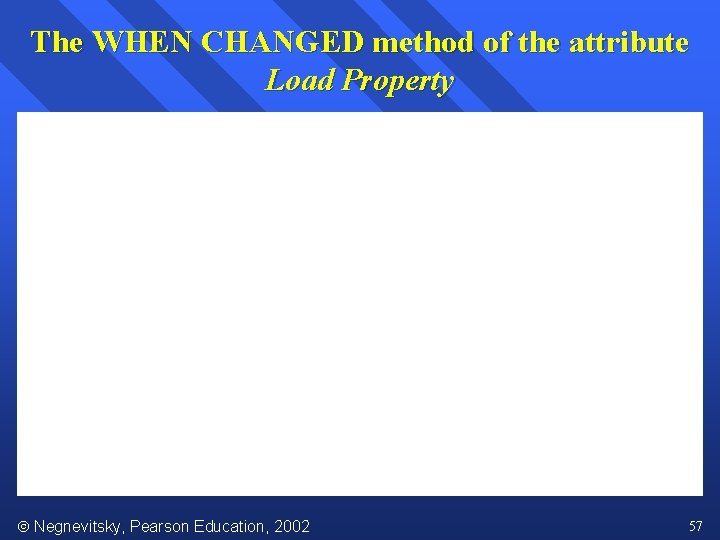 The WHEN CHANGED method of the attribute Load Property Negnevitsky, Pearson Education, 2002 57