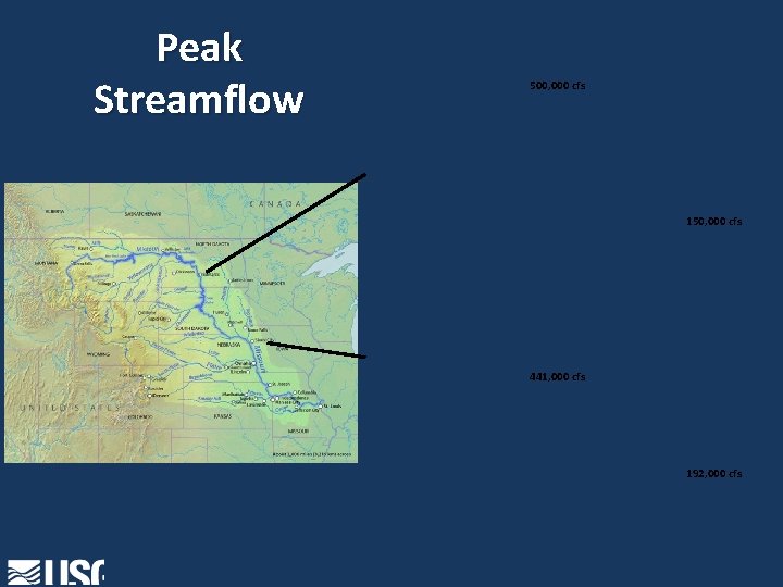 Peak Streamflow 500, 000 cfs 150, 000 cfs 441, 000 cfs 192, 000 cfs