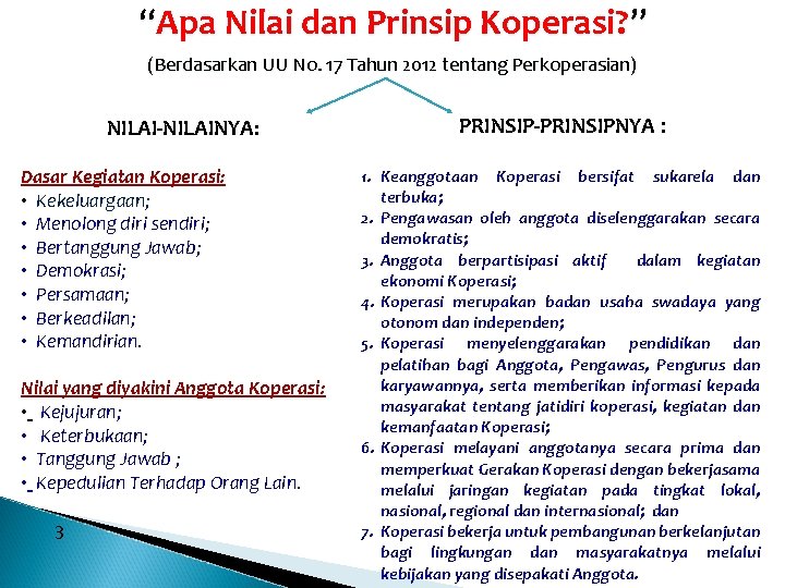 “Apa Nilai dan Prinsip Koperasi? ” (Berdasarkan UU No. 17 Tahun 2012 tentang Perkoperasian)