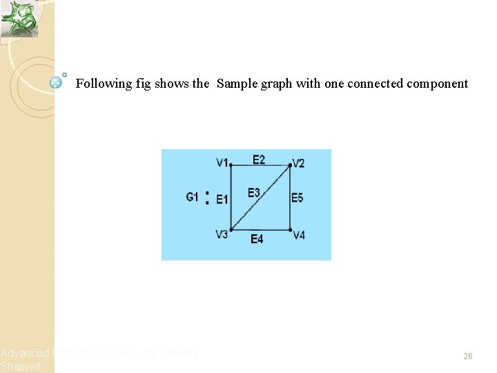 v Following fig shows the Sample graph with one connected component Advanced Data Structures