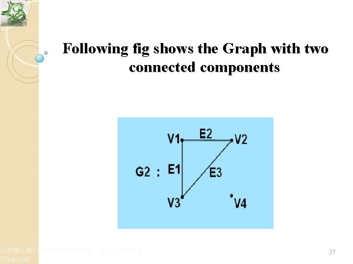 Following fig shows the Graph with two connected components Advanced Data Structures Shanwd by