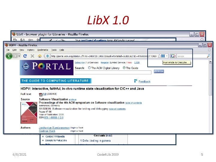 Lib. X 1. 0 • • • Toolbar and right-click context menu Adaptive and