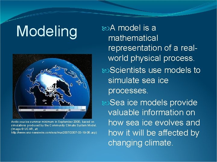 Modeling Arctic sea ice summer minimum in September 2000, based on simulations produced by