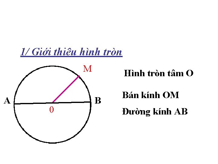 1/ Giới thiệu hình tròn M A 0 Hình tròn tâm O B Bán