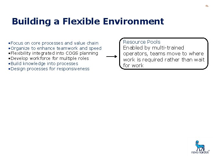 41 Building a Flexible Environment • Focus on core processes and value chain •